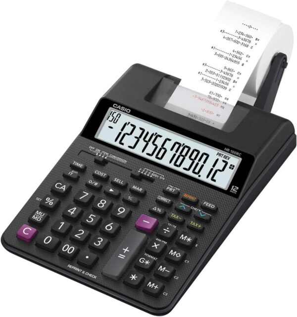 CASIO / CALCULADORA COM BOBINA HR-100RC-BK-B-DC