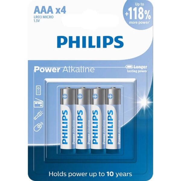 PHILIPS / PILHA ALCALINA PALITO AAA C/4