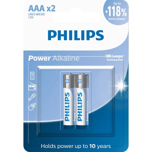PHILIPS / PILHA ALCALINA PALITO AAA C/2