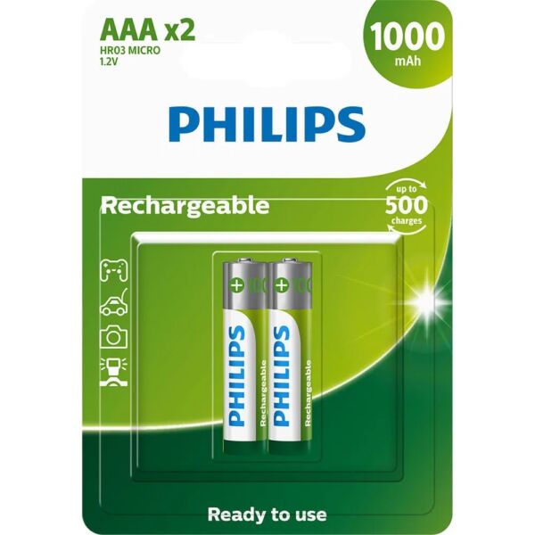 PHILIPS / PILHA RECARREGAVEL PALITO AAA 1000MAH C/4 - R03B4RTU10/59